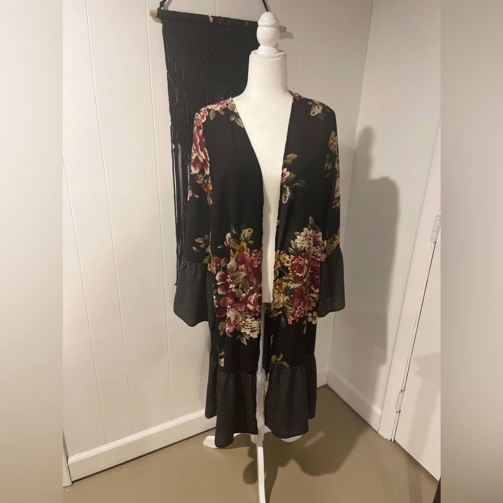 Floral and polka dot duster